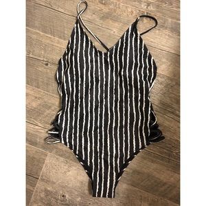 COPY - Black and White Stripe One Piece Bikini